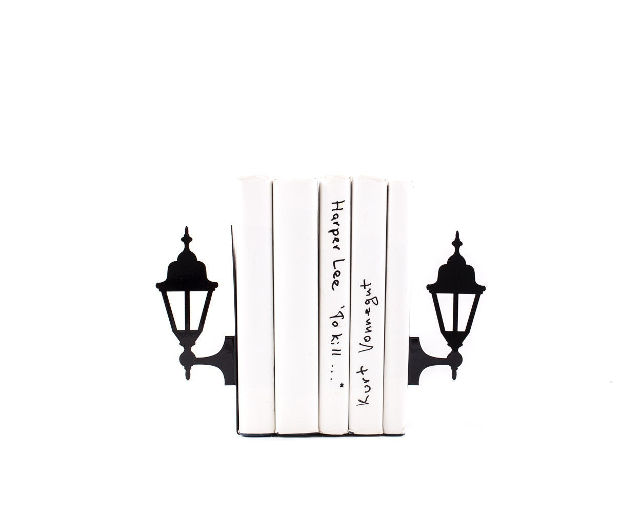 Vintage Street Lantern Bookends – hand-welded steel, made in Cherkasy Ukraine