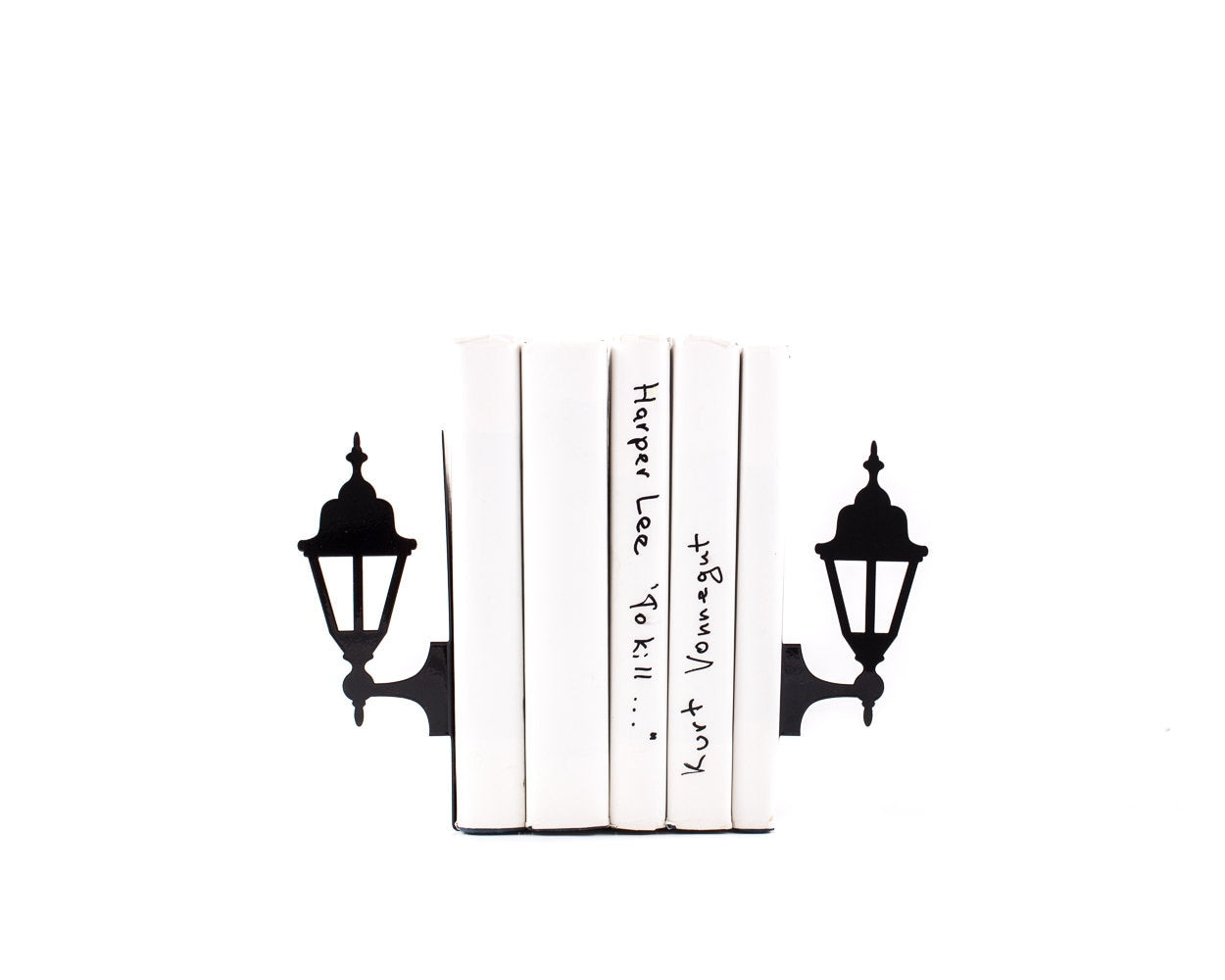 Vintage Street Lantern Bookends – laser-cut steel, photo 1