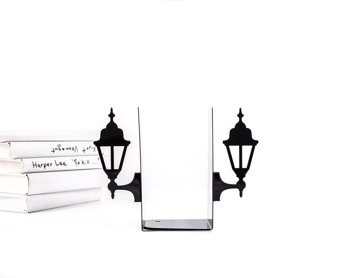 Vintage Street Lantern Bookends – laser-cut steel, photo 2