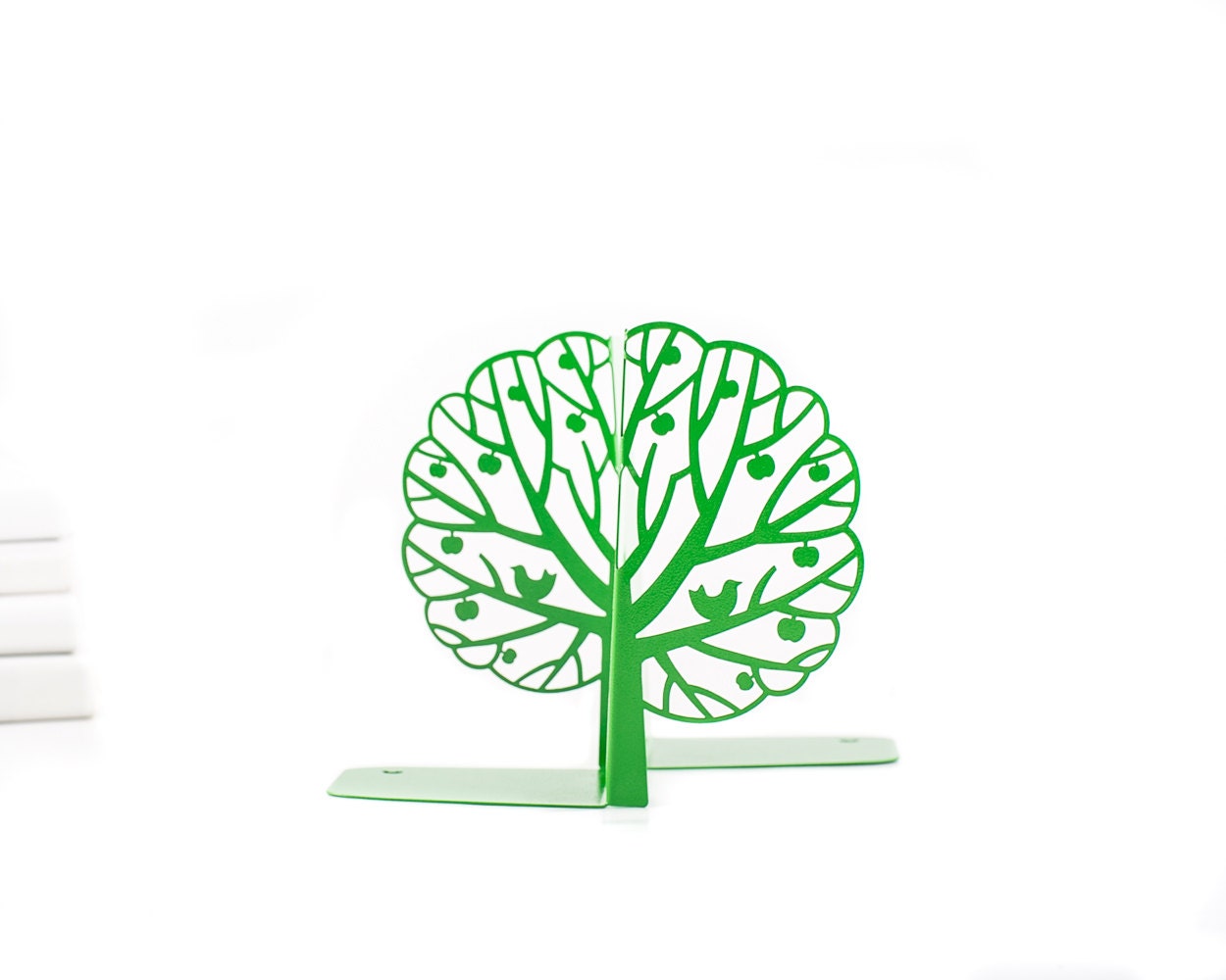 Metal Tree Bookends – green – laser-cut steel, photo 2