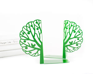 Metal Tree Bookends – green – laser-cut steel, photo 3