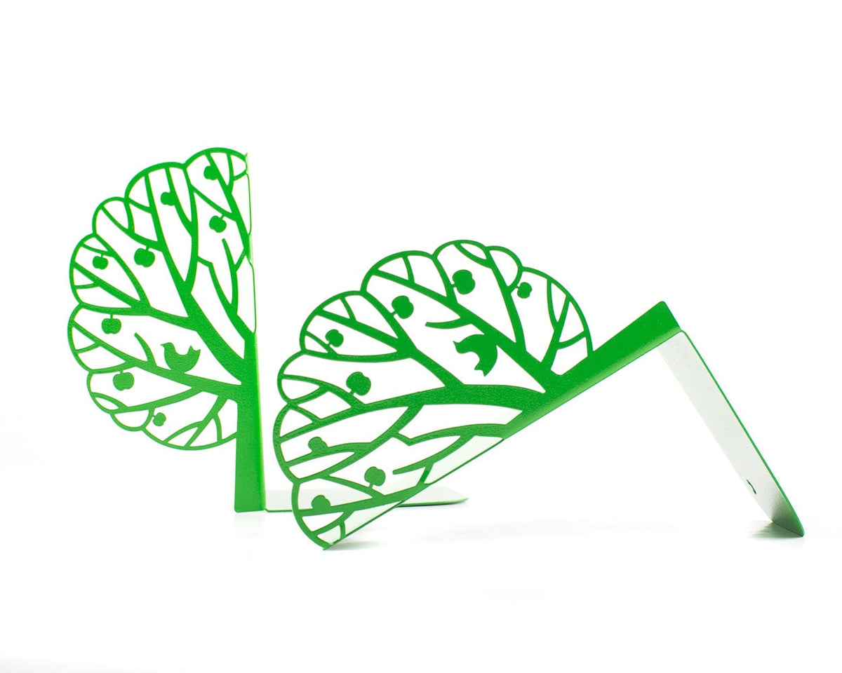 Metal Tree Bookends – green – laser-cut steel, photo 4