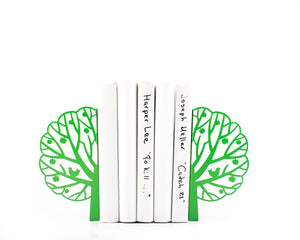 Metal Tree Bookends – green – laser-cut steel, photo 1