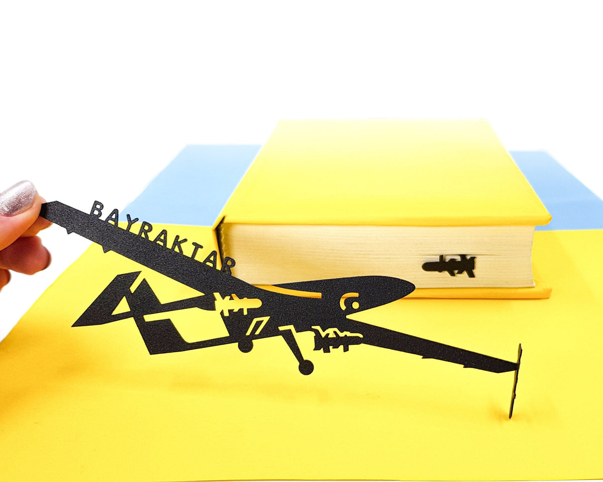 Ukraine Fights Back metal bookmark shot on a coloured surface