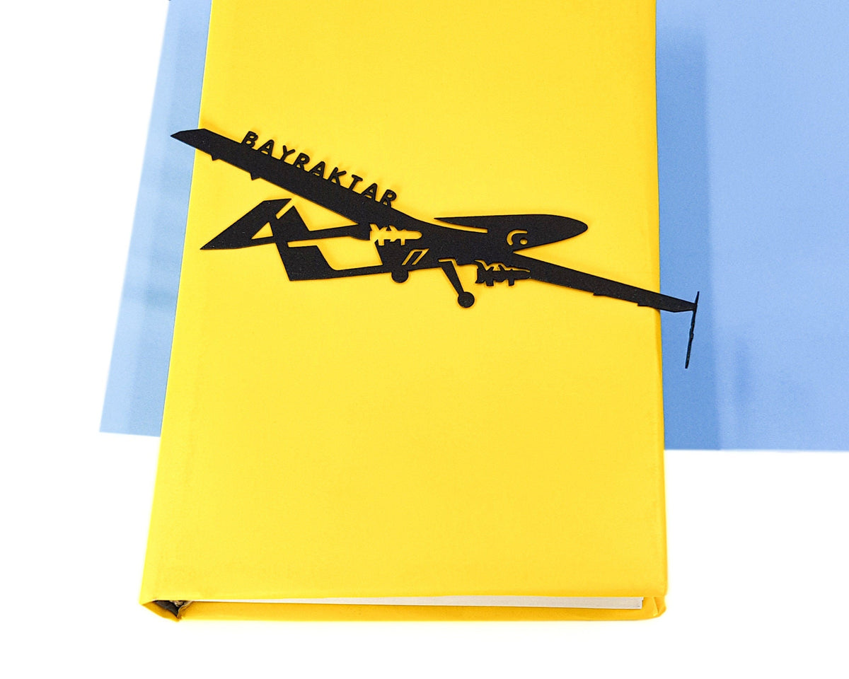 Ukraine Fights Back metal bookmark on a coloured background