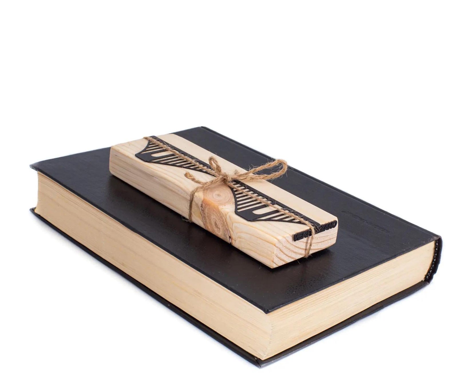 Verrazano Bridge metal bookmark with the engraved wooden gift block it ships with