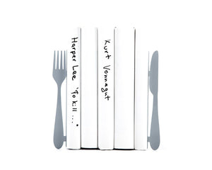 Metal Fork and Knife Bookends