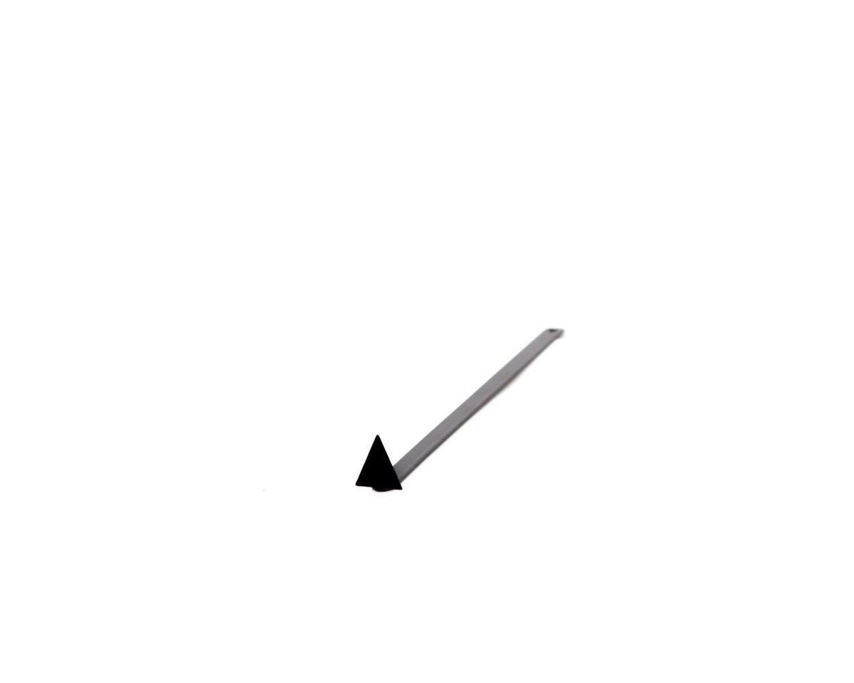 Minimalist Triangle metal bookmark shown flat on a white background