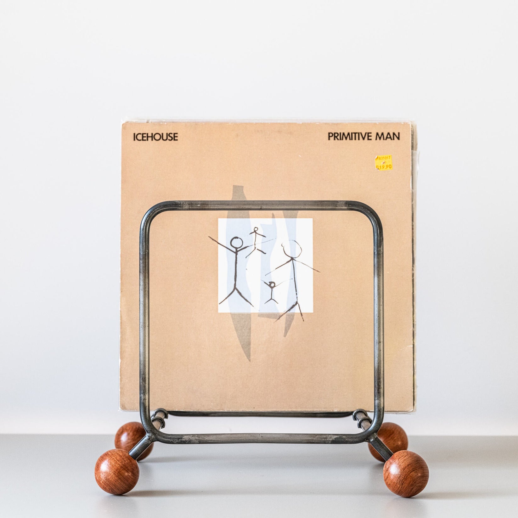 Minimalist Vinyl Record Rack with Wooden Ball Feet – Modern Metal LP Stand - Atelier Article