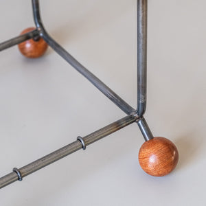 Minimalist Vinyl Record Rack with Wooden Ball Feet – Modern Metal LP Stand - Atelier Article