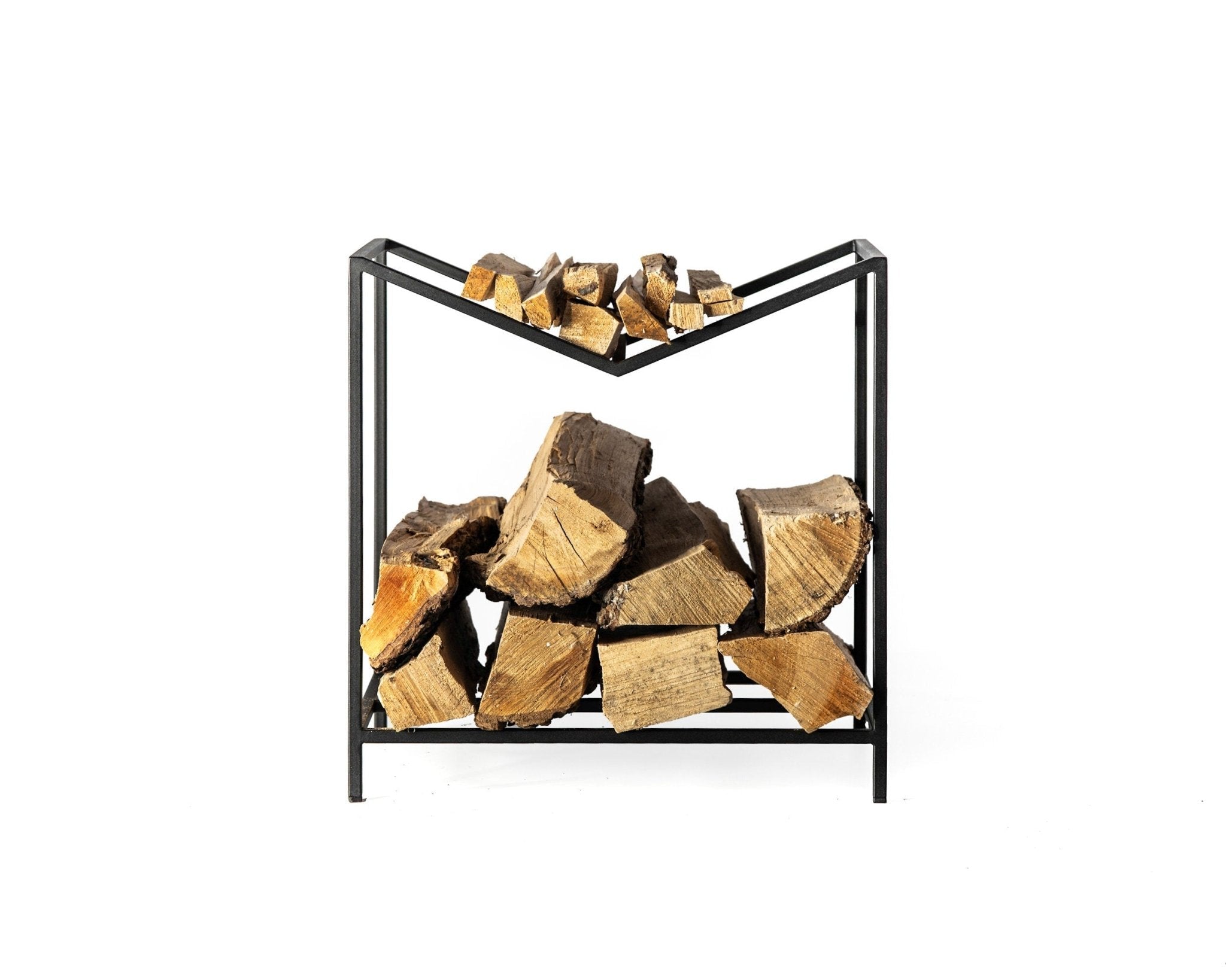 Compact Montana-S log holder with M-shaped kindling shelf — view 1