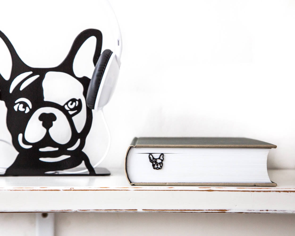 French Bulldog metal bookmark shown together with other bookmarks from the range