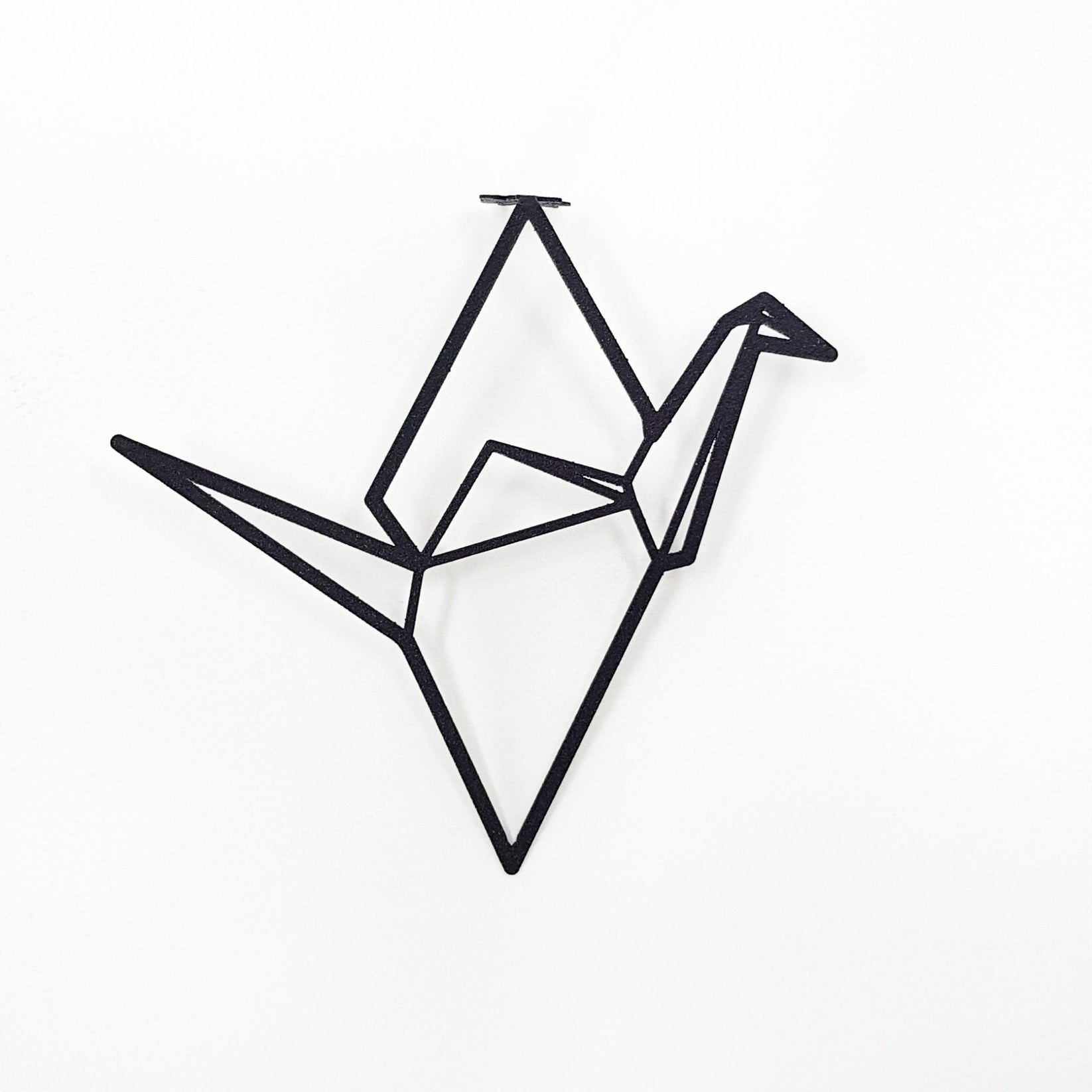 Origami Crane metal bookmark shown flat on a white background