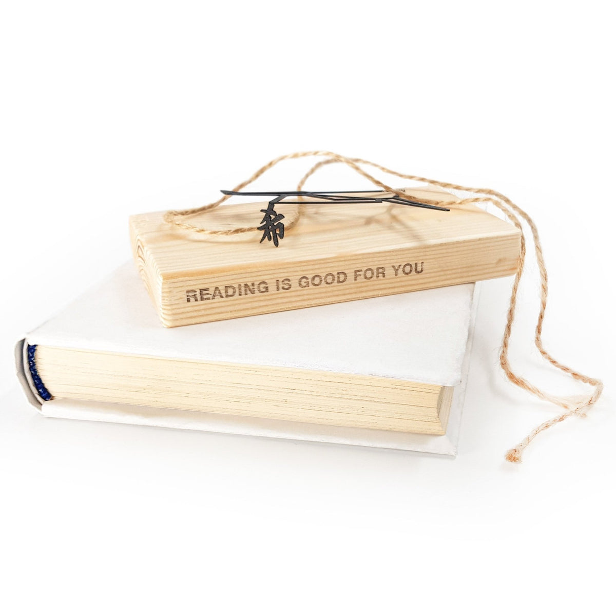 Origami Crane metal bookmark with the engraved wooden gift block it ships with