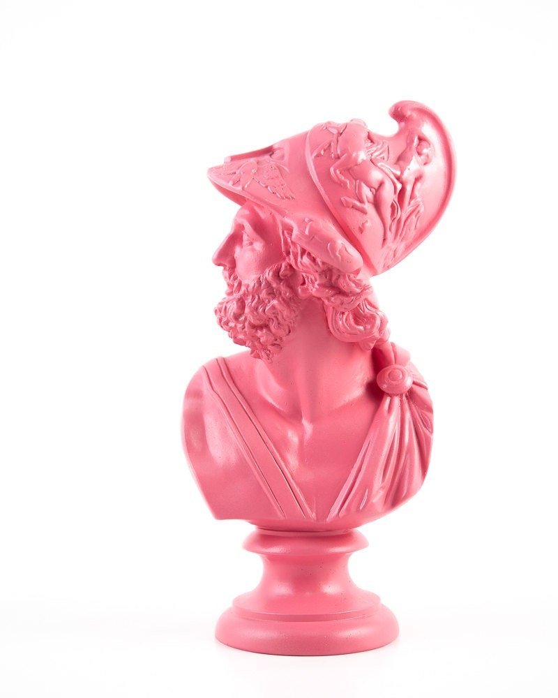 Pink plaster bust of Menelaus, King of Sparta - Atelier Article