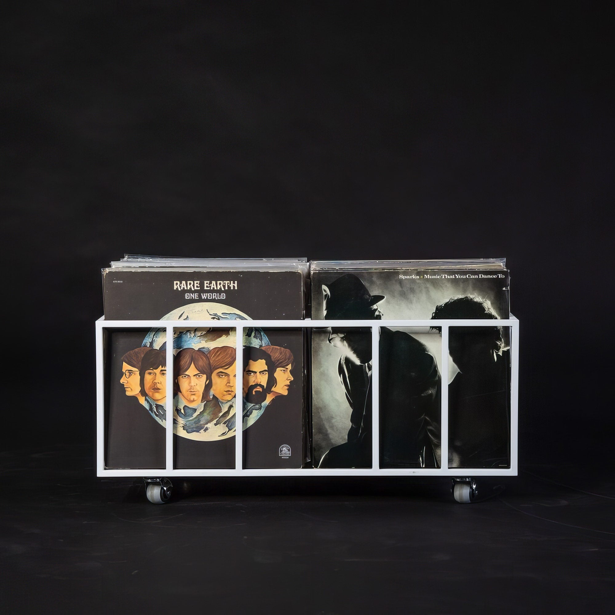 Premium Quality White Metal Compact Vinyl Record Crate "Twins" - Atelier Article