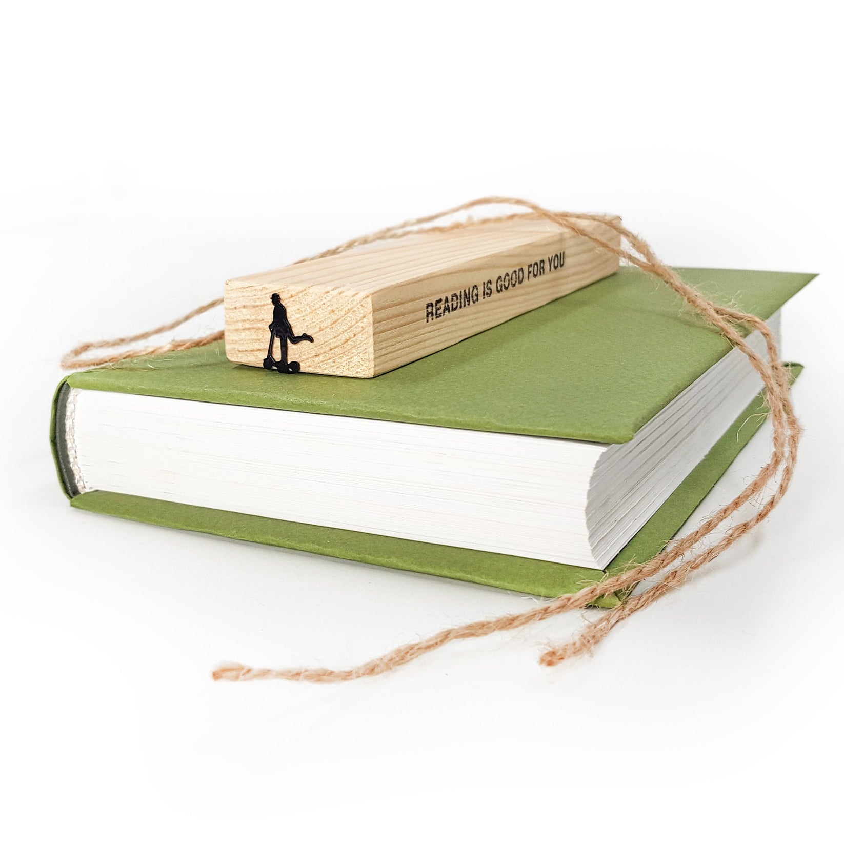 Skater Gentleman metal bookmark with the engraved wooden gift block it ships with
