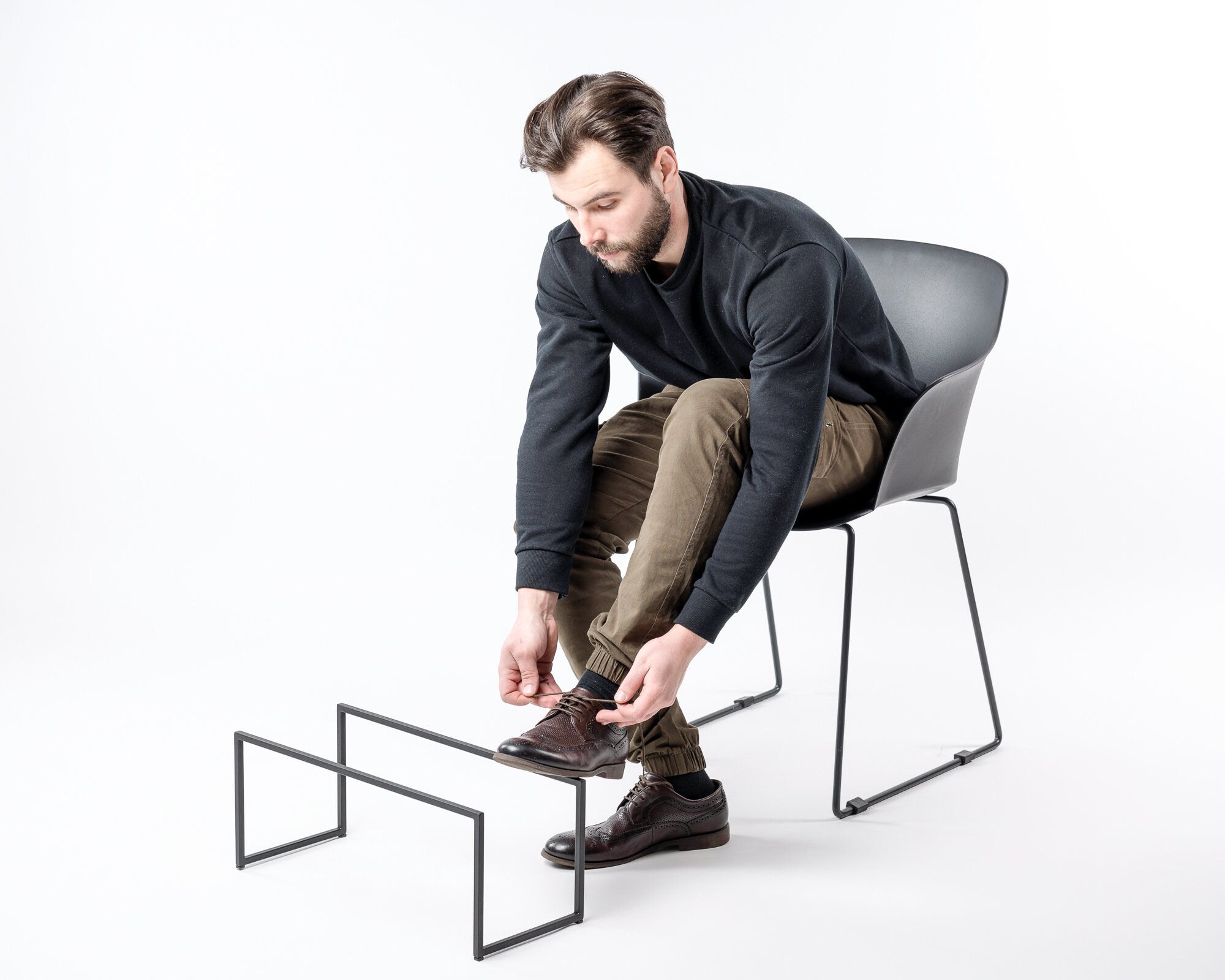 Skinny Black Metal Shoe Rack - Hand Welded Shoe Storage for Stylish Home - Atelier Article