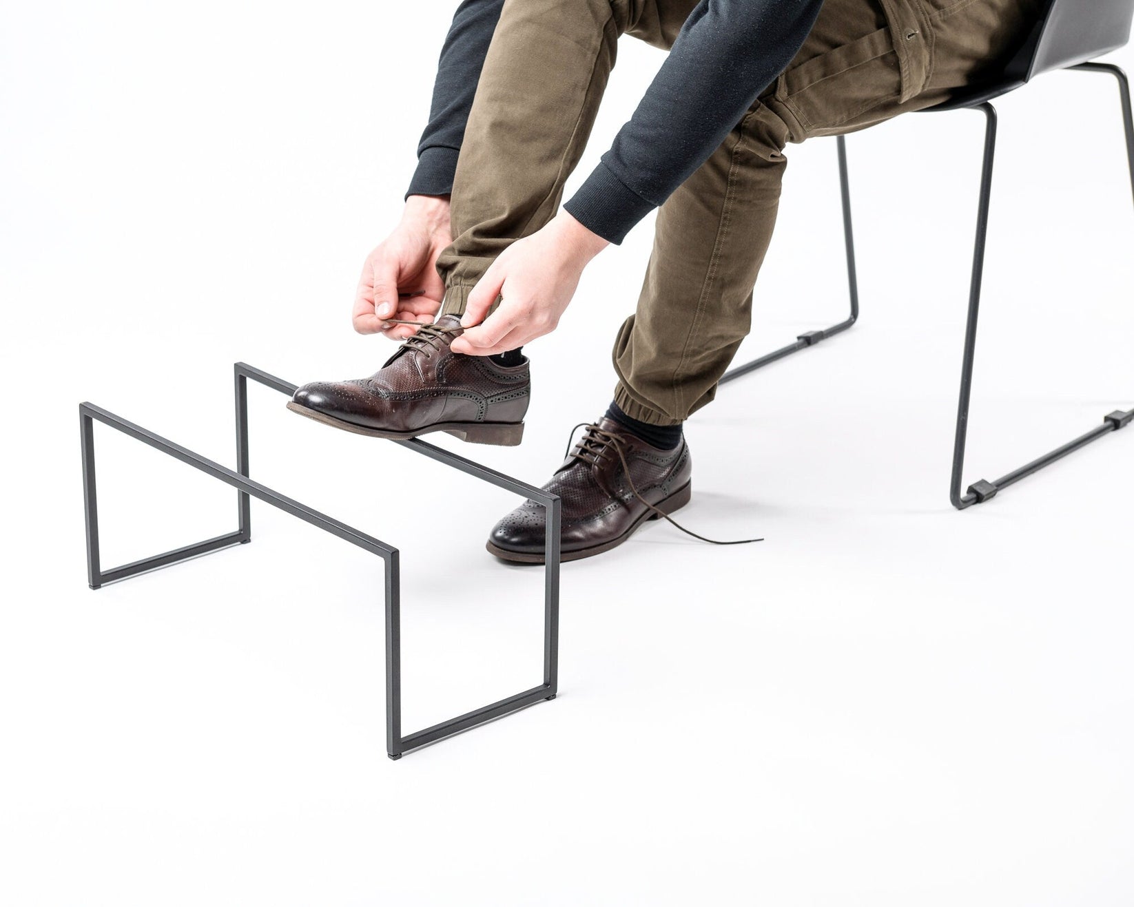 Skinny Black Metal Shoe Rack - Hand Welded Shoe Storage for Stylish Home - Atelier Article