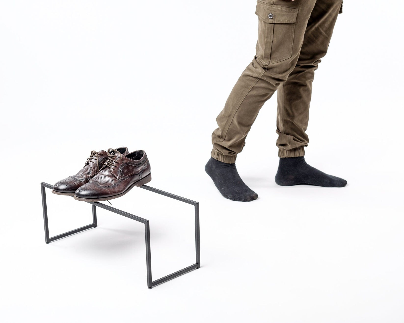 Skinny Black Metal Shoe Rack - Hand Welded Shoe Storage for Stylish Home - Atelier Article