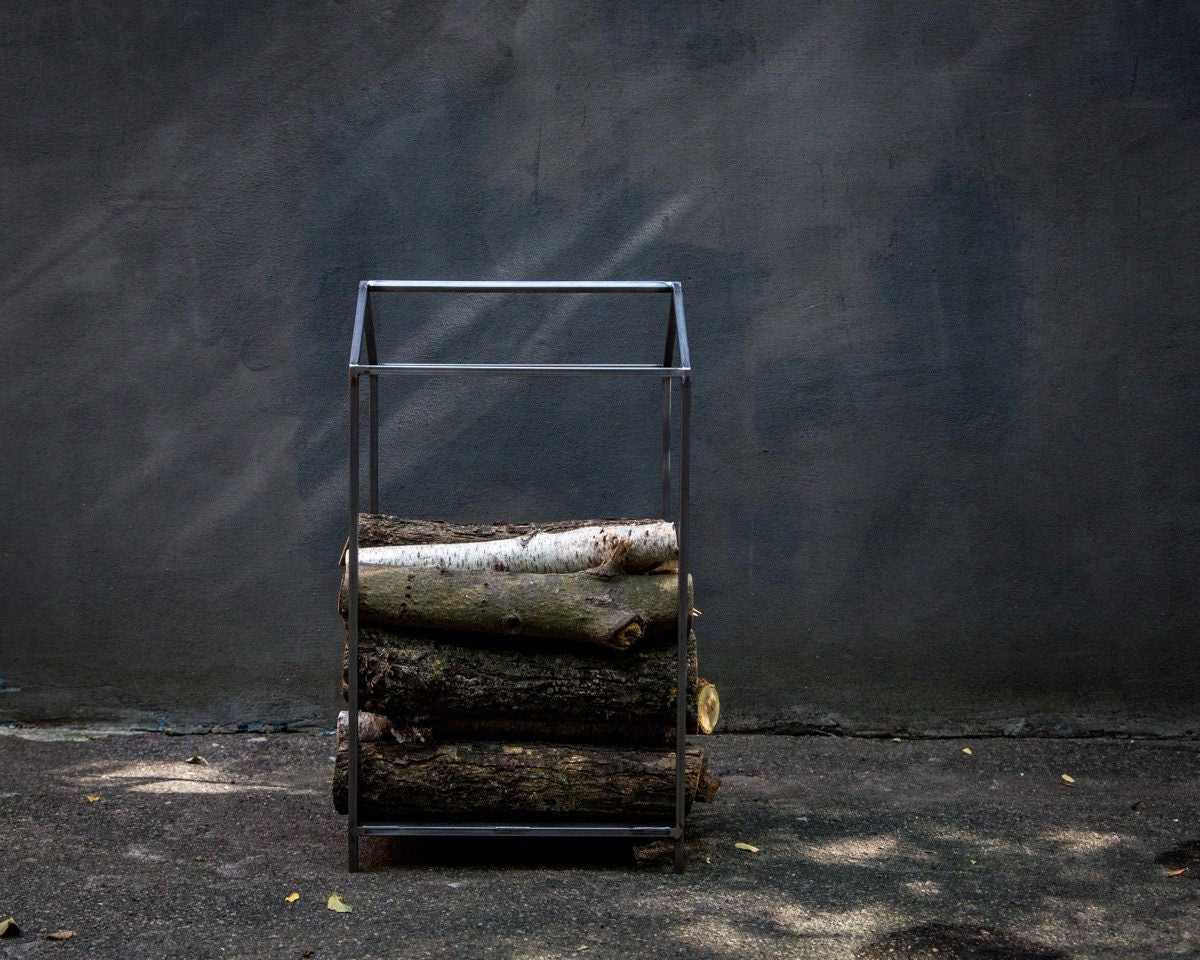 Stylish Nordic Log Holder "Scandi-One" – Premium Quality Firewood Storage Hand-Welded in Ukraine - Atelier Article