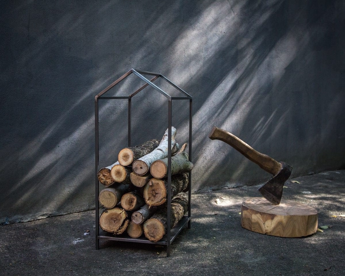 Stylish Nordic Log Holder "Scandi-One" – Premium Quality Firewood Storage Hand-Welded in Ukraine - Atelier Article
