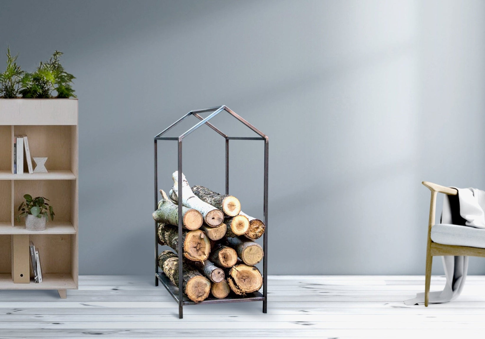 Stylish Nordic Log Holder "Scandi-One" – Premium Quality Firewood Storage Hand-Welded in Ukraine - Atelier Article