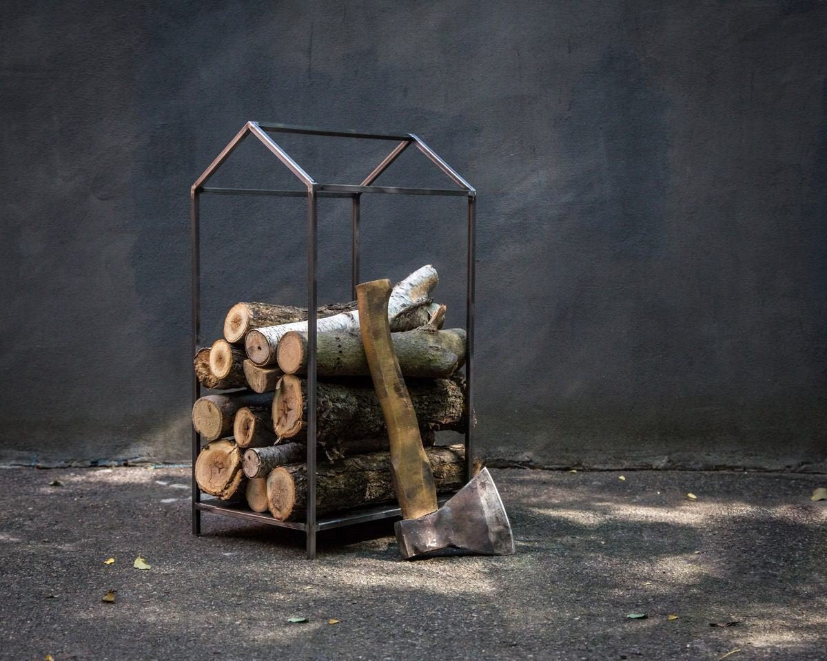 Stylish Nordic Log Holder "Scandi-One" – Premium Quality Firewood Storage Hand-Welded in Ukraine - Atelier Article