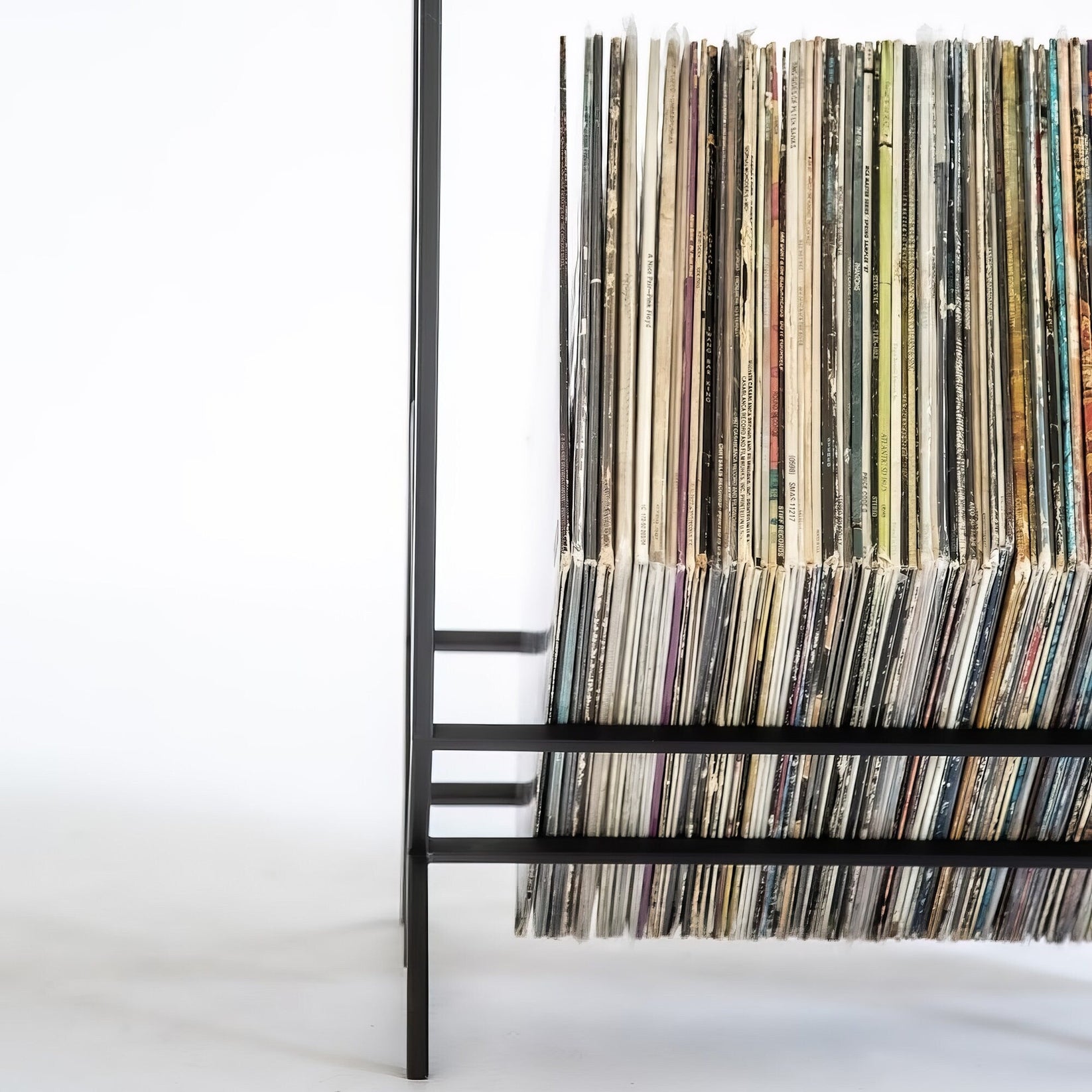 Three-tier 3Romb vinyl record stand filled with records