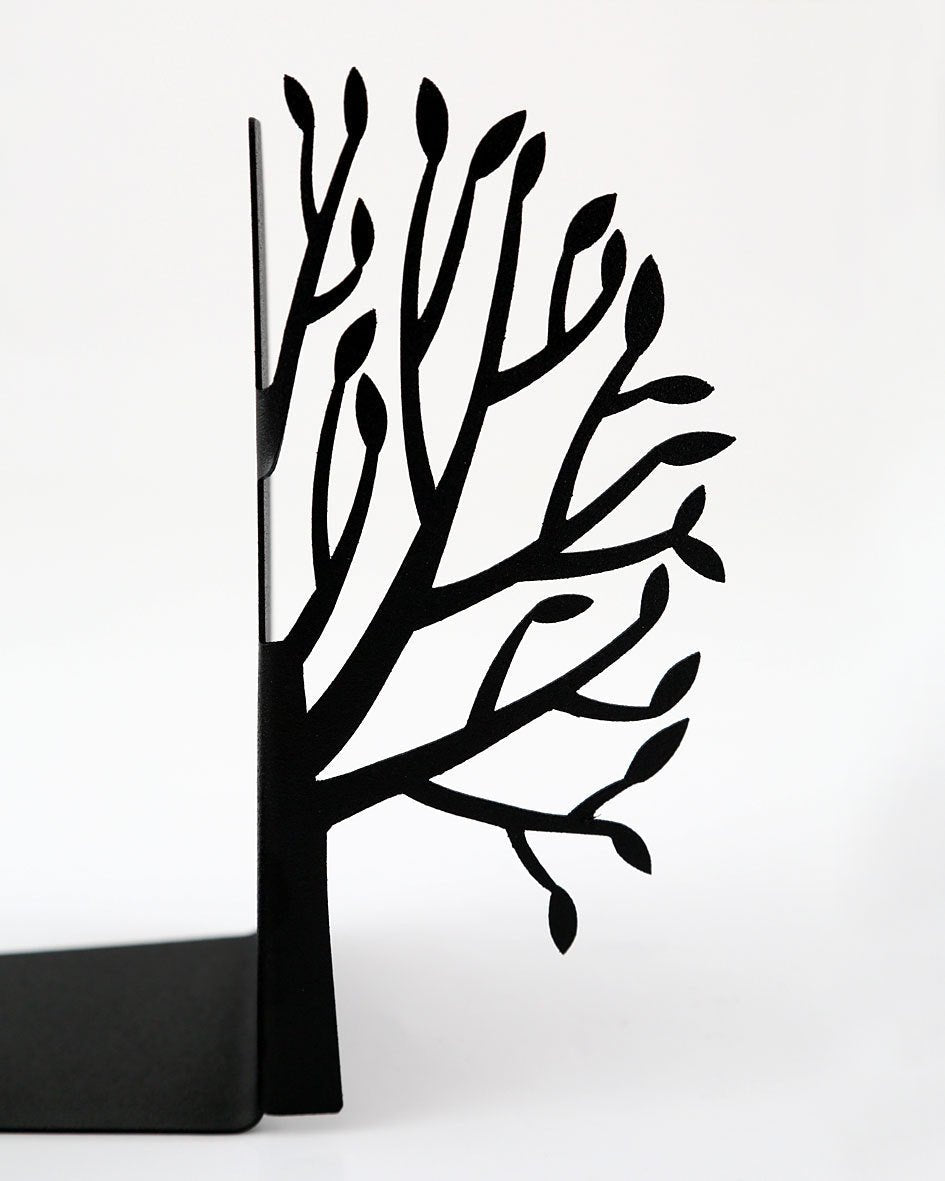 Tree of Life metal bookend shown from the side