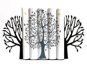 Tree of Life metal bookends, laser-cut from steel and powder-coated matte black