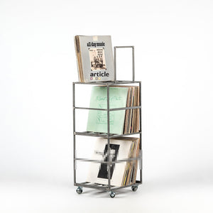 Vinyl Record stand Storage, Triple Deck LP Album Mobile Cart, New Improved Model, Holds 180 - 360 LP Records - Designed and made by Atelier Article in Ukraine.
