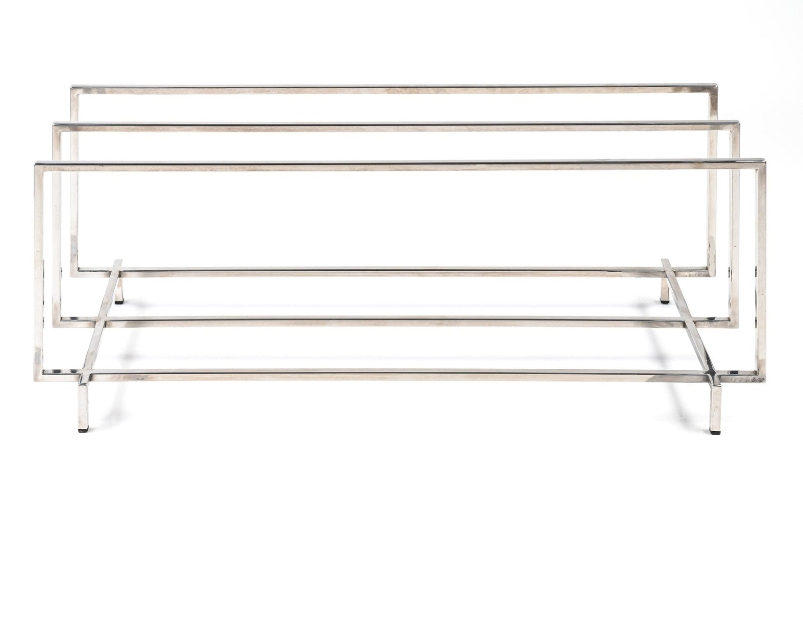 Two-tier stainless steel shoe rack in an entryway - Atelier Article