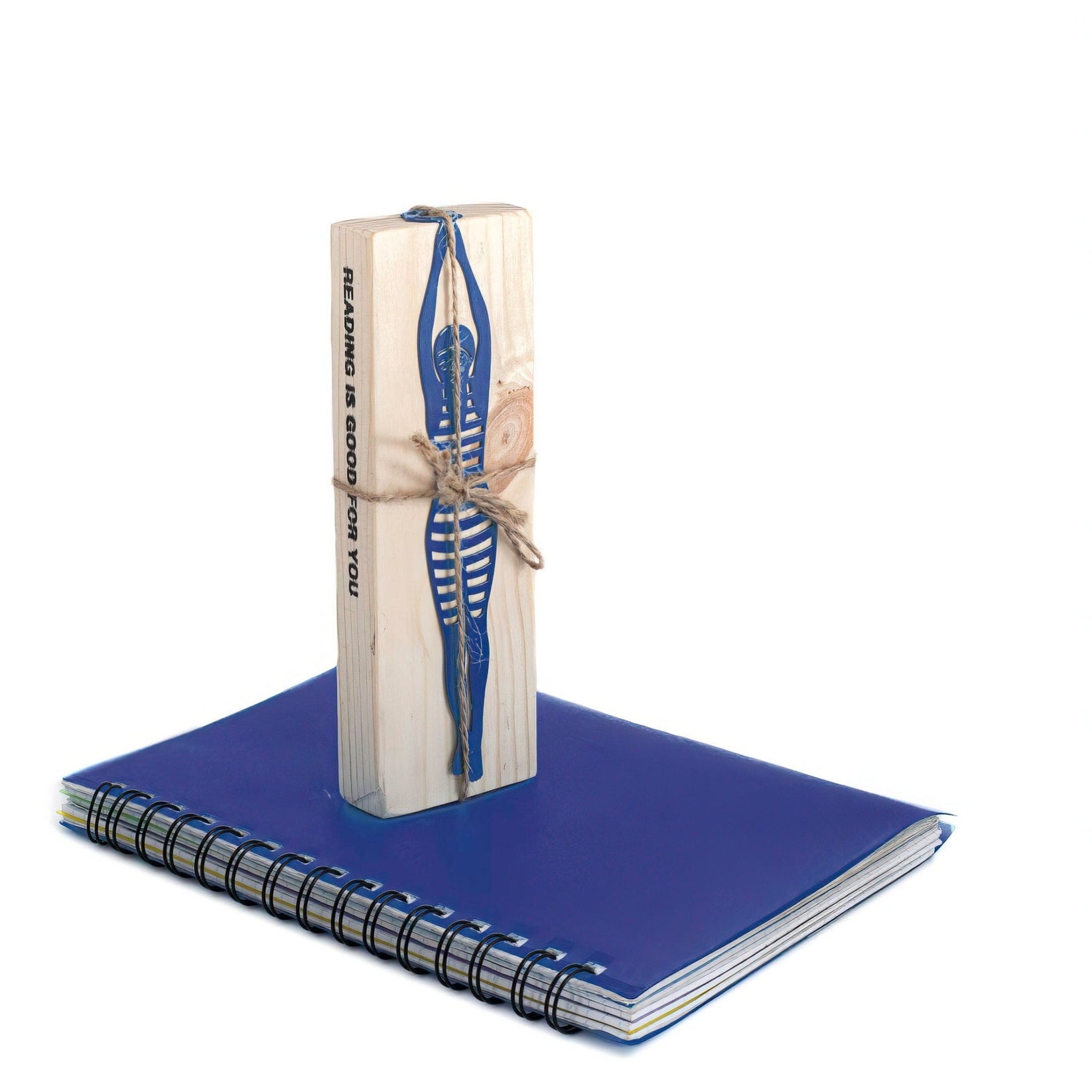 Diving Girl metal bookmark with the engraved wooden gift block it ships with