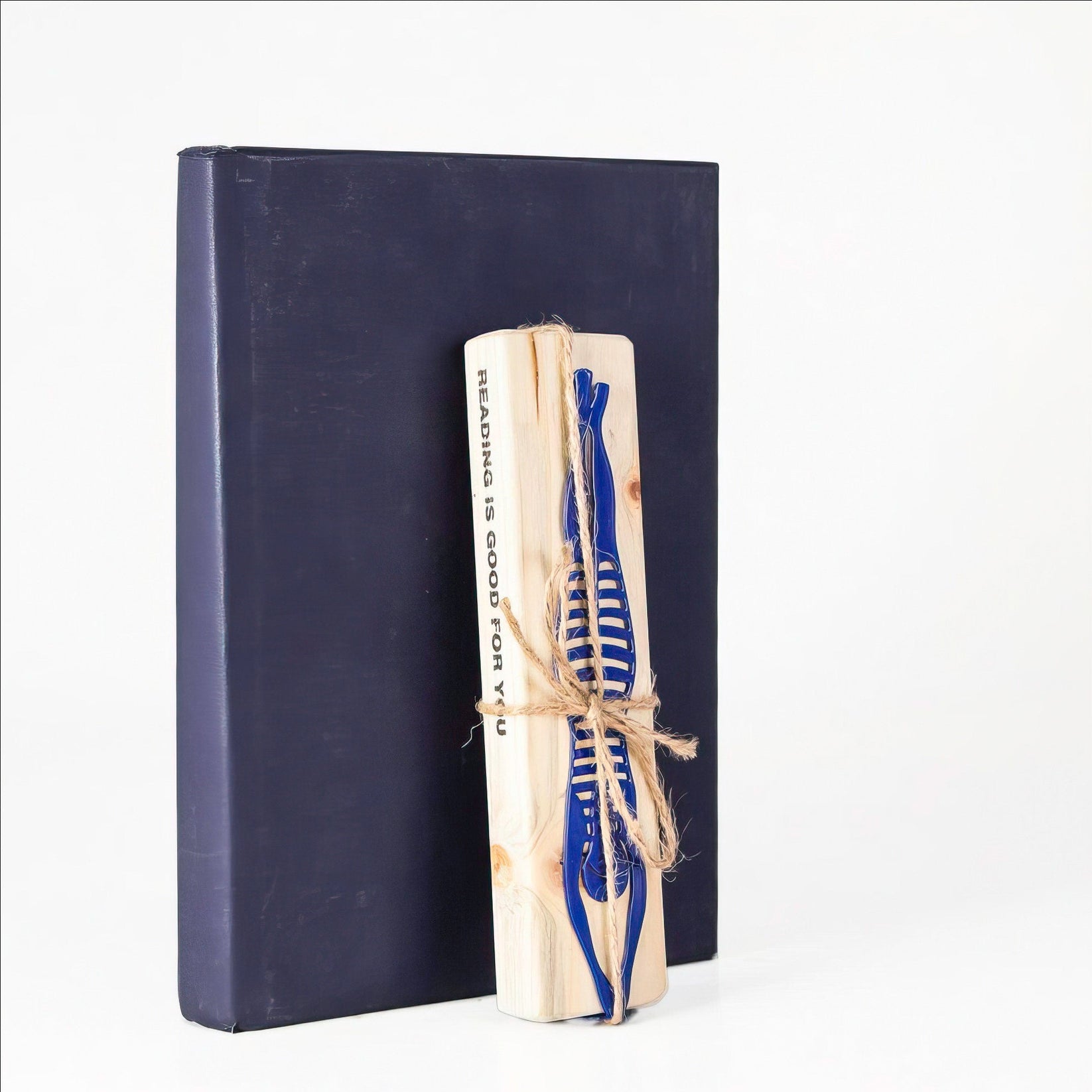 Diving Girl metal bookmark packed with kraft paper and twine as a gift