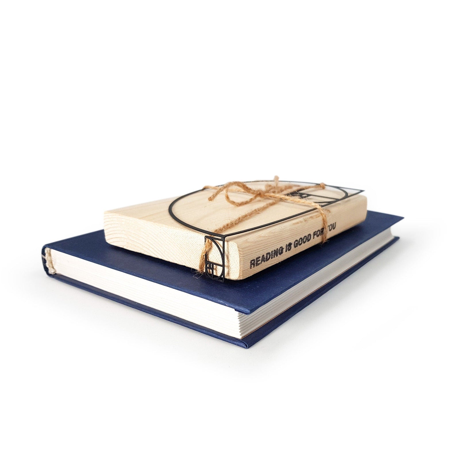 Golden Ratio metal bookmark packed with kraft paper and twine as a gift