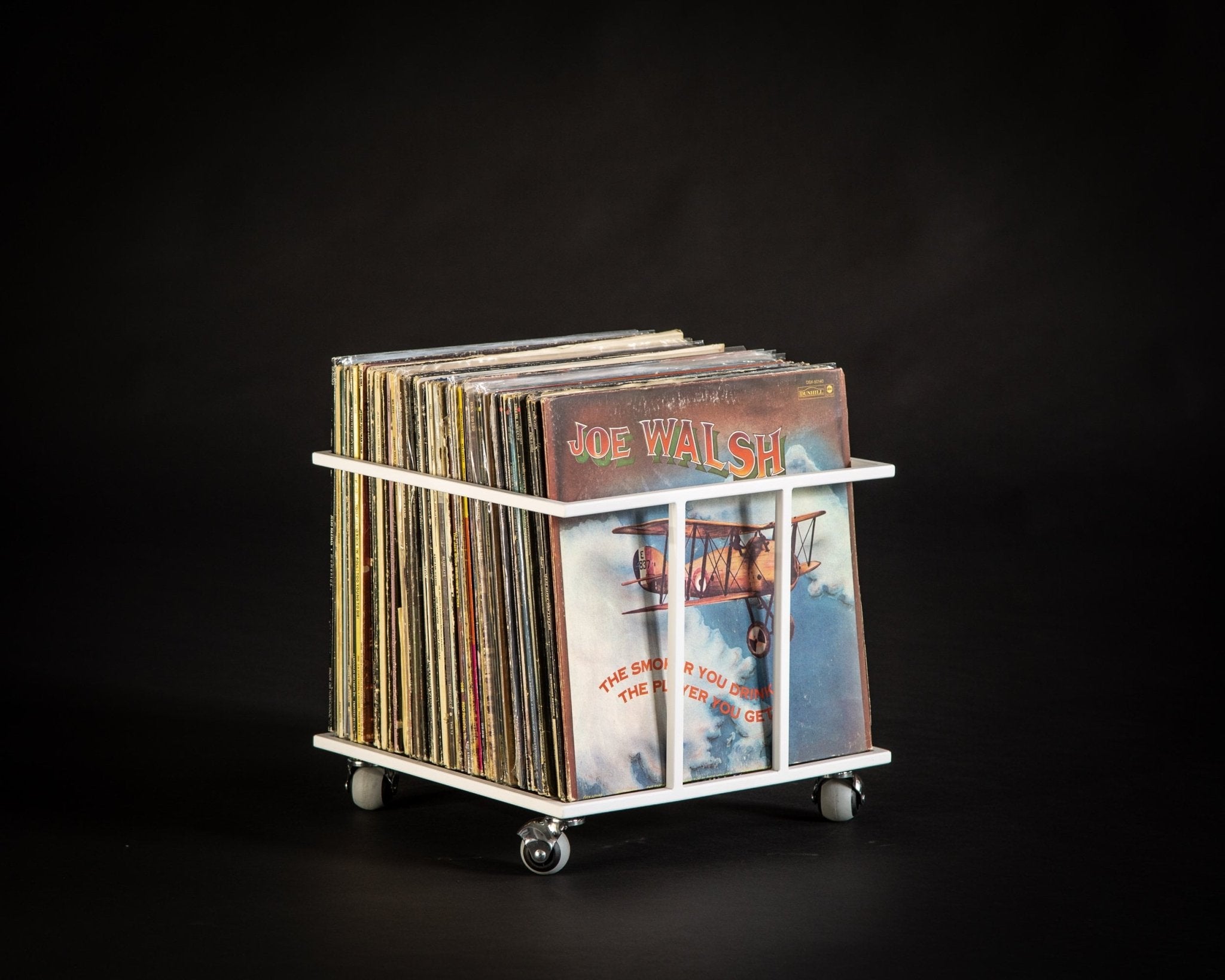 Compact Metal Vinyl Record Crate "II" on Wheels - Atelier Article