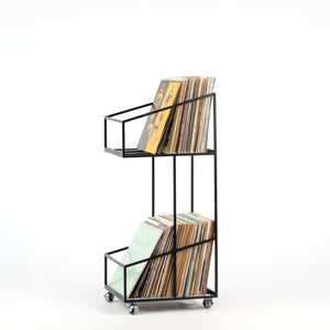 Vinyl Record Storage, Double Deck Shopping Cart Style Mobile LP Record Storage. - Atelier Article