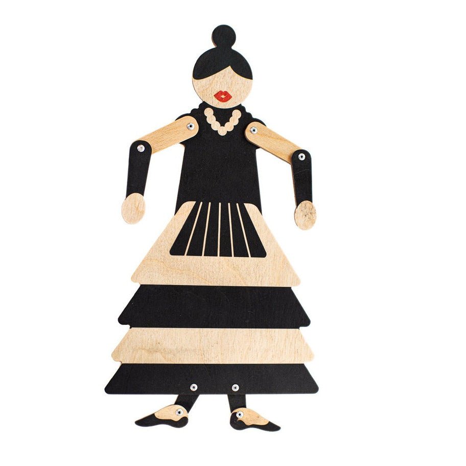 Wooden flamenco puppet — Spanish dancer marionette, handmade plywood wall decor, 36 cm