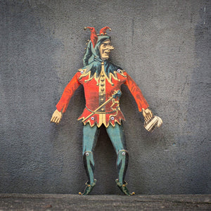 plywood jester puppet articulated movable limbs handmade vintage style