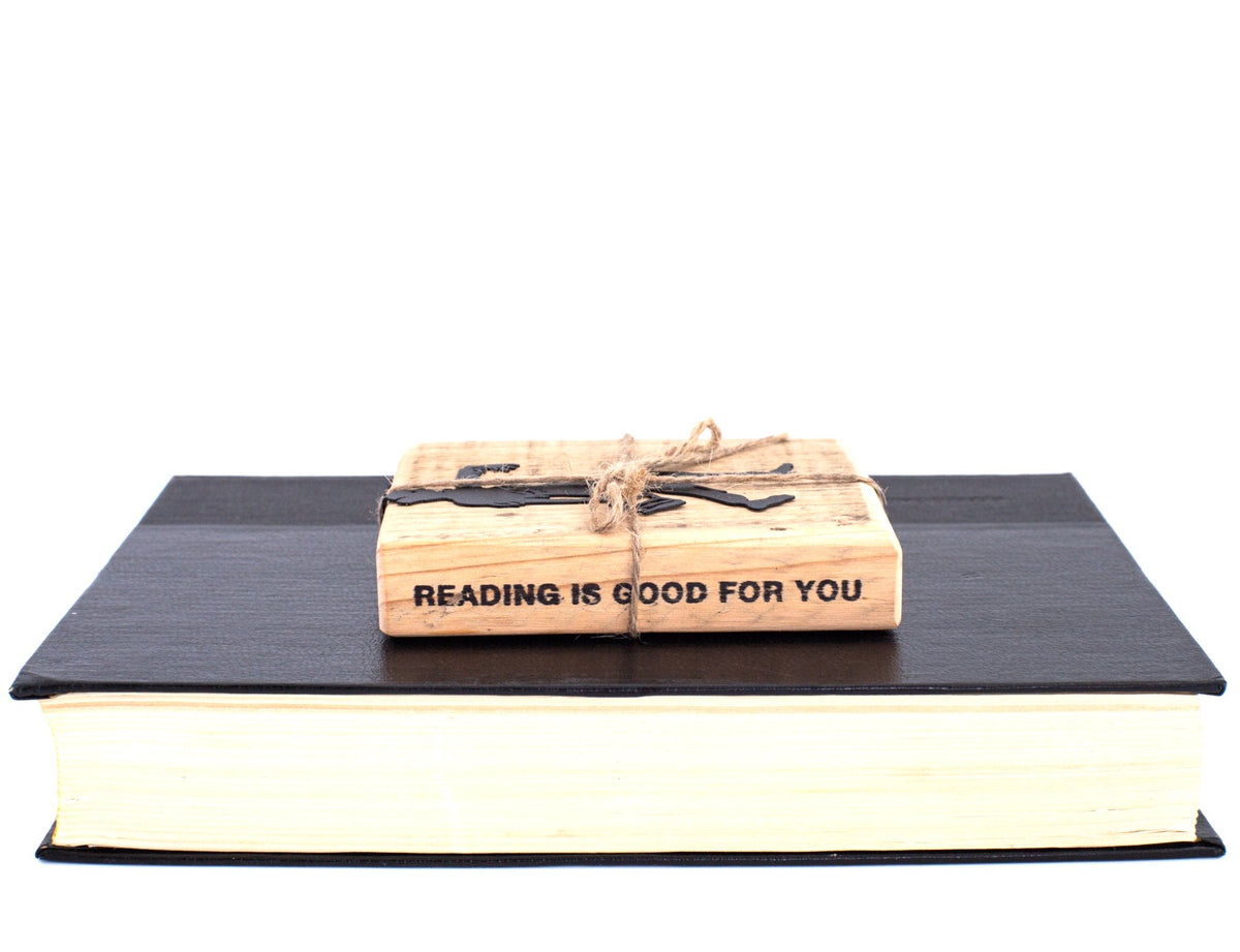 Zombie Walking Dead metal bookmark with the engraved wooden gift block it ships with